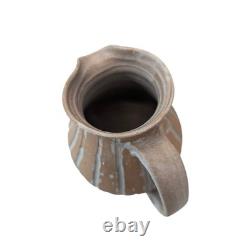 Vintage Studio Pottery Stoneware Pitcher, Rustic Carved Wabi-Sabi Design