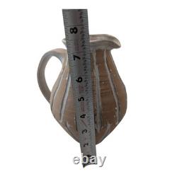 Vintage Studio Pottery Stoneware Pitcher, Rustic Carved Wabi-Sabi Design