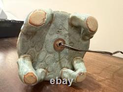 Vintage Studio Pottery Stoneware Table Lamp Blue & Brown Glazed Ceramic