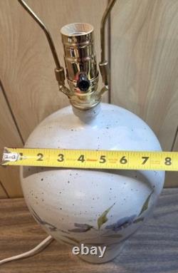 Vintage Studio Pottery Stoneware Table Lamp Signed Hummingbird Cottagecore Decor