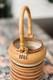 Vintage Studio Pottery Striped Stoneware Jar Vase Bamboo Handle Signed Handmade