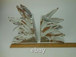 Vintage Studio Pottery Sunflower Bookends Art Pottery Abstract 9 1/2 JCW