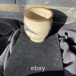 Vintage Studio Pottery Tea Cup Yunomi Fish Signed