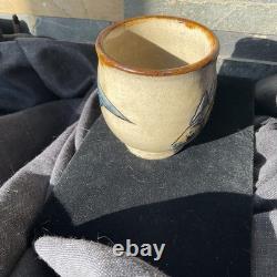 Vintage Studio Pottery Tea Cup Yunomi Fish Signed