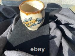 Vintage Studio Pottery Tea Cup Yunomi Fish Signed