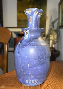 Vintage Studio Pottery Vase / Bottle Wonderful Unusual Shape Hole On Side