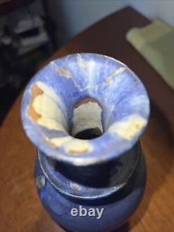 Vintage Studio Pottery Vase / Bottle Wonderful Unusual Shape Hole On Side
