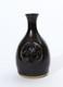 Vintage Studio Pottery Vase Matte Black Stoneware MCM Modernist Clover Relief