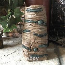 Vintage Studio Pottery Vase Signed Green And Brown Coil Large Coiled Mid Century