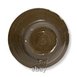 Vintage Studio Pottery Vase Signed M 7 Blue Green Drip Glaze MCM Style