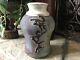 Vintage Studio Pottery Vase Signed Mid Century Textured Iridescent Raku Pot Rare