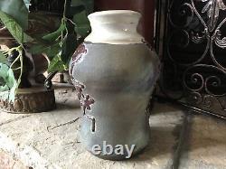 Vintage Studio Pottery Vase Signed Mid Century Textured Iridescent Raku Pot Rare