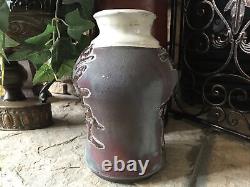 Vintage Studio Pottery Vase Signed Mid Century Textured Pot Heavy Rustic Retro