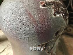 Vintage Studio Pottery Vase Signed Mid Century Textured Pot Heavy Rustic Retro