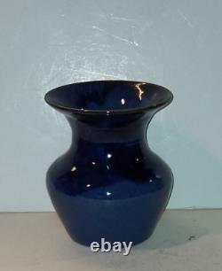 Vintage Studio Pottery Vase With Blue Flambe Glaze, Signed Dated 1999
