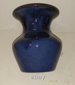 Vintage Studio Pottery Vase With Blue Flambe Glaze, Signed Dated 1999