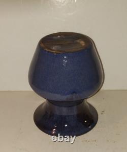 Vintage Studio Pottery Vase With Blue Flambe Glaze, Signed Dated 1999