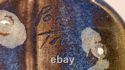 Vintage Studio Pottery Vase With Blue Flambe Glaze, Signed Dated 1999