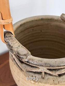 Vintage Studio Pottery Vessel Ikebana Bamboo Handle Signed RT RON TAYLOR KCAI