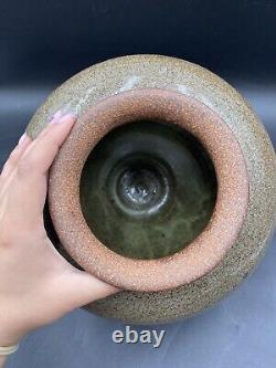 Vintage Studio Pottery Vessel Mid Century Modern Signed Clay Pot H-10,5