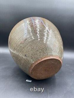 Vintage Studio Pottery Vessel Mid Century Modern Signed Clay Pot H-10,5