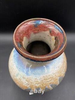 Vintage Studio Pottery Vessel Mid Century Modern Signed Clay Pot H-13,5