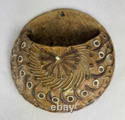 Vintage Studio Pottery Wall Pocket Handcrafted Ceramic Art with Intricate Glaze