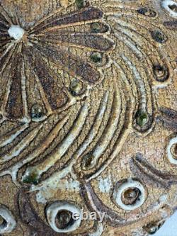 Vintage Studio Pottery Wall Pocket Handcrafted Ceramic Art with Intricate Glaze