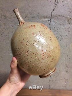 Vintage Studio Pottery Weed Pot Vase Crawling Glaze Signed Cadagranda