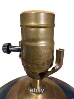 Vintage Studio Signed Art Pottery Table Lamp Earthy Blue Brown 12 Modern