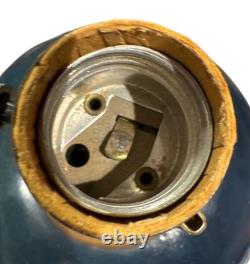 Vintage Studio Signed Art Pottery Table Lamp Earthy Blue Brown 12 Modern