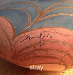 Vintage Studio Southwestern Turquoise Pottery Vase/ Spider Web Bowl