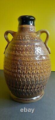 Vintage Studio Stoneware Handled Vase, Trevor Stoehr ROTTEN POTTER Omaha Pottery