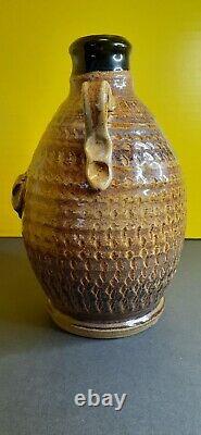 Vintage Studio Stoneware Handled Vase, Trevor Stoehr ROTTEN POTTER Omaha Pottery