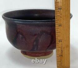 Vintage Studio Stoneware Pottery Bowl Purples Blues Reds Glazed