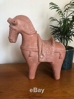 Vintage Stunning Large Trojan Horse Sculpture Studio Terracotta Pottery Italian