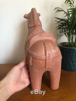 Vintage Stunning Large Trojan Horse Sculpture Studio Terracotta Pottery Italian