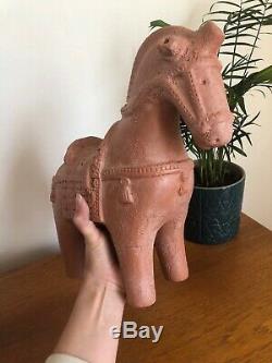 Vintage Stunning Large Trojan Horse Sculpture Studio Terracotta Pottery Italian