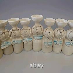 Vintage Sue Treuman Signed Studio Art Pottery Hanukkah Menorah