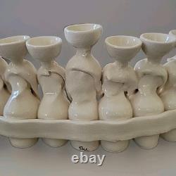 Vintage Sue Treuman Signed Studio Art Pottery Hanukkah Menorah