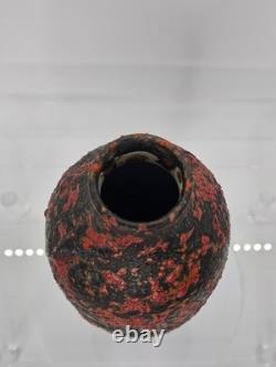 Vintage Szekeres Károly Fat Lava Ceramic Vase Hungarian Brutalist Studio Pottery