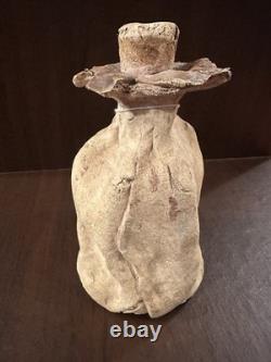 Vintage, Tall, Studio Pottery, Hand Carved, Ceramic Decanter, With Cork