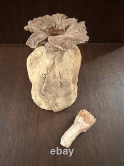 Vintage, Tall, Studio Pottery, Hand Carved, Ceramic Decanter, With Cork