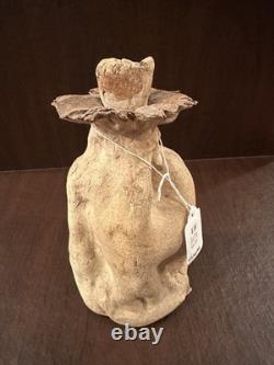 Vintage, Tall, Studio Pottery, Hand Carved, Ceramic Decanter, With Cork