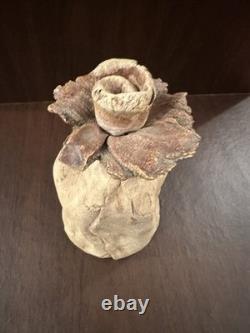 Vintage, Tall, Studio Pottery, Hand Carved, Ceramic Decanter, With Cork