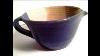 Vintage Teague Nc Pottery Mug Bowl Handle Spout Cobalt Blue Beige Signed Jean