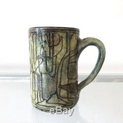 Vintage Ted & Susan Harlander Studio Art Pottery Sgraffito Coffee Mug