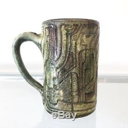 Vintage Ted & Susan Harlander Studio Art Pottery Sgraffito Coffee Mug