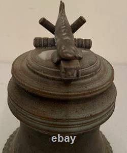 Vintage Tim Mather Studio Pottery Ceramic Fish Sturgeon Vessel With Lid
