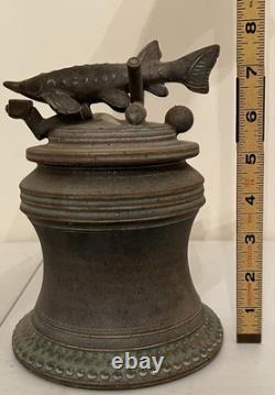Vintage Tim Mather Studio Pottery Ceramic Fish Sturgeon Vessel With Lid